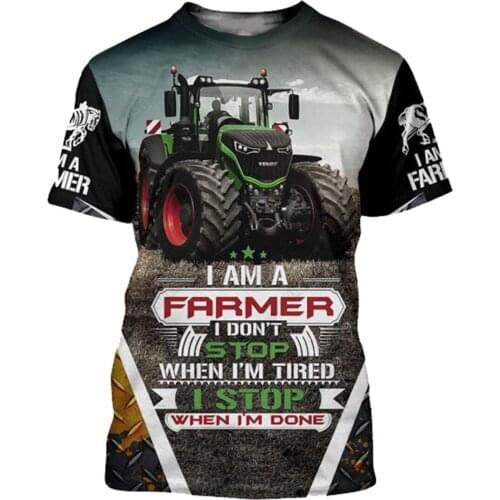 Worker Farmer Tractor instrument Funny New Fashion 3DPrint Unisex Summer Casual Shorts sleeves T-shirts Mens/Womens A-4