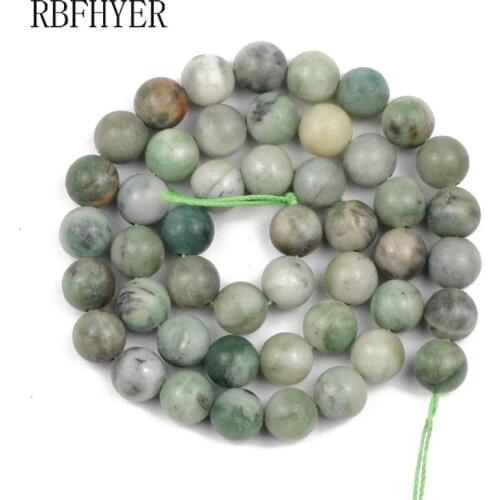 RBFHYER 4/6/8/10/12MM Natural Matte African Green Stone Round Loose Beads for Jewelry Making DIY Bracelet Accessories