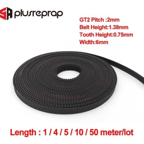 1/4/5/10/50Meters GT2 6mm Open Timing Belt Width 6mm GT2 Rubber Timing Belt for 3D Printer Parts