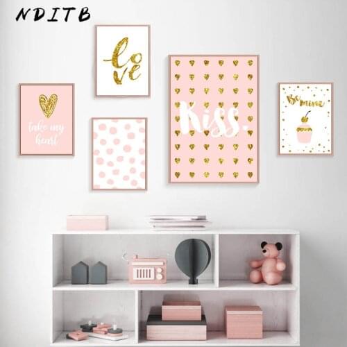 Romantic Valentine Wall Art Canvas Poster Pink Minimalist Love Prints Decorative Picture Painting Girls Living Room Decoration