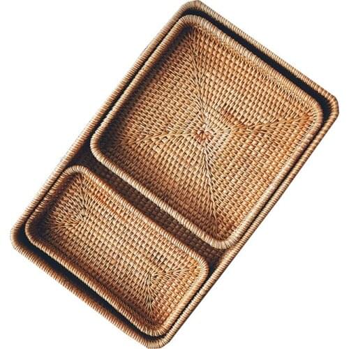 Rattan tray household table holds tea cup water cup water utensil tray cake snack fruit tray