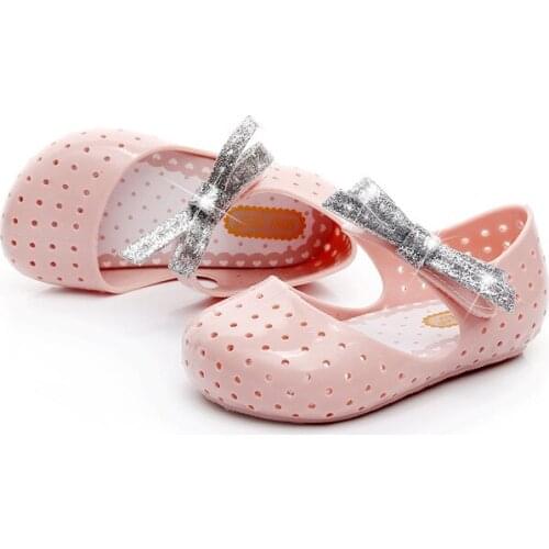 2021 Bow Sandals Shimmering Powder Bow Fish Mouth GIRLS Girls Jelly Sandals Waterproof Breathable Wear-Resistant Anti-slip