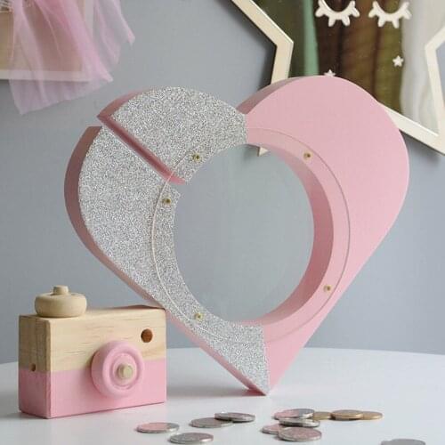 Nordic Childrens Room Decorations Ornaments Girl Heart Cute Glitter Cartoon Piggy Bank Love Birthday Gift