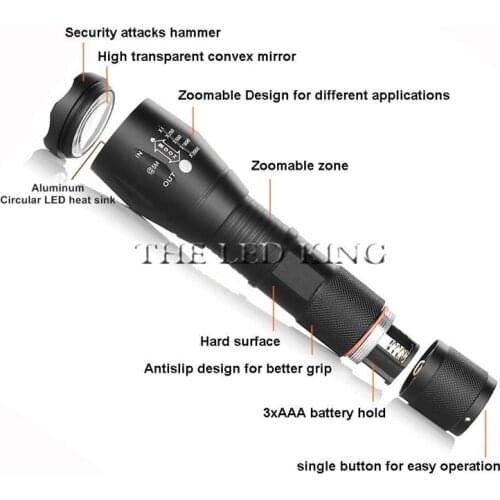 12000 Lumens High Power 5 Mode XM-L T6 L2 V6 LED Flashlight Zoomable rechargeable Focus Torch by 1*18650 or 3*AAA z92