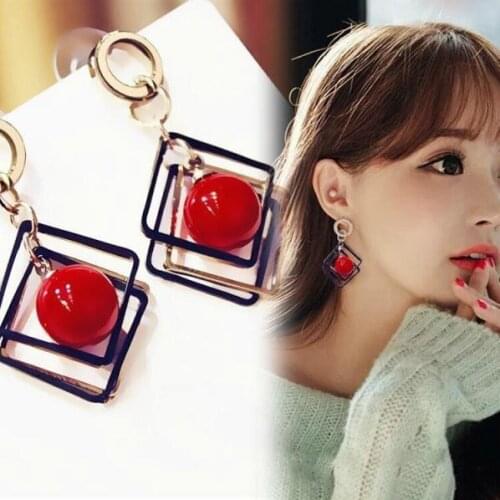 Temperament Geometric Alloy Cherry Pear Pendant Earring Korean Version Pop Fashion Cute Elegant Metal Stud Jewelry Wholesale