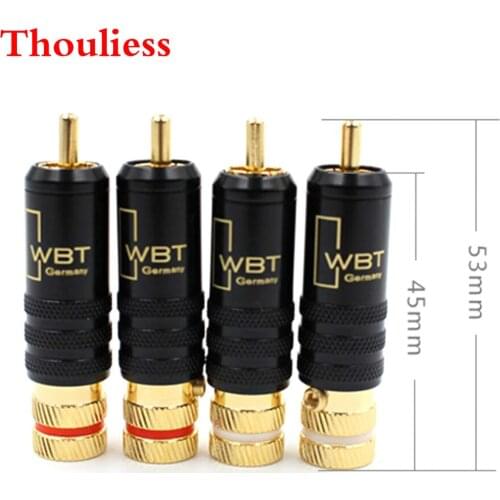 Thouliess HIFI 4pcs/lot Interconnect RCA Cable Extension RCA Plugs Screws Soldering Locking Audio WBT 0144 RCA Plug Connectors