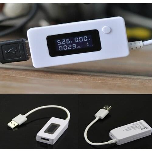 KCX-017 White Tail Ammeter LCD Display Mini USB Voltage Current Capacity Monitor Tester Meter 3V-7V Detector Mobile Power Tester