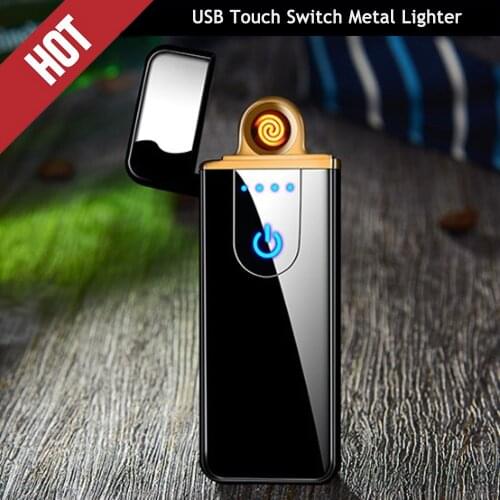 Windproof Electric Lighter Switch Touch Metal Cool Lighter USB Rechargeable Portable Lighter Household Smoking Accessories