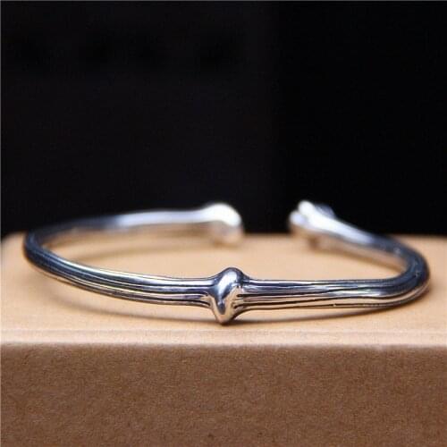 Jewelry contracted Thai national retro caulis spatholobi bracelet S925 pure silver bracelet female literature and art