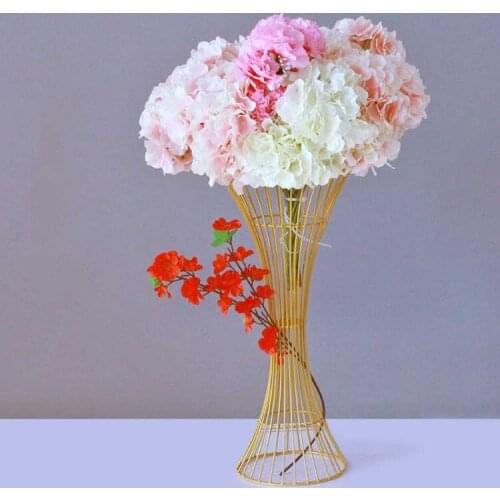 60CM 24inch height gold Metal Flower Vase Wedding Centerpieces Road Cited Flower Rack Wedding Props Event Decoration Supplies