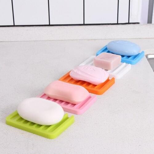 1PC Silicone Soap Dish Rack Storage Box Soap Plate Tray Holder Rack Bathroom Suction Cup Dish Cloths Holder Random Color