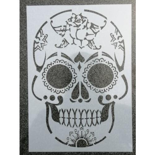 1pc Size A4 Skull DIY Layering Stencils Wall Painting Scrapbook Coloring Embossing Album Decorative Template