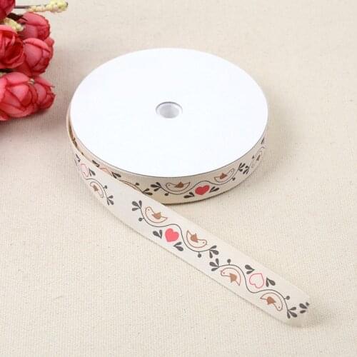 5yards/lot) 15mm Cotton Brid Print Grosgrain Ribbon for Hairbow DIY Card Gift Warpping Clothing Accessories Lace Ribbons