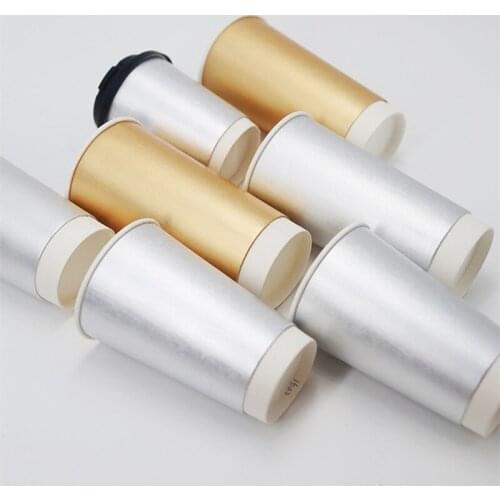 50pcs High quality party gold disposable coffee cup 16A 500ml thicken double layer paper hot drink milk tea soy cups with lid