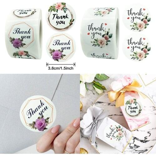 500pcs 3.8CM Round Flower Sticekr Thank You Label Sutdent Decoration Envelope Sealing Label