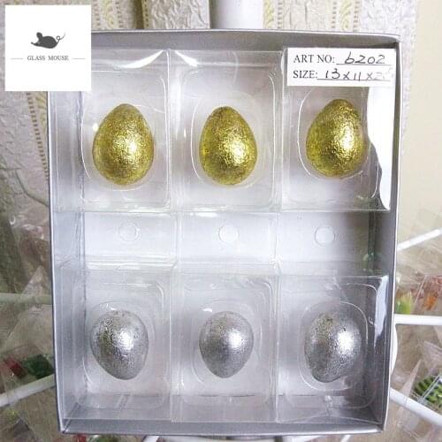 6pcs Decorative Figurines Miniature murano glass egg ornaments home Desktop Easter decor handmade glass Marbles Colorful eggs