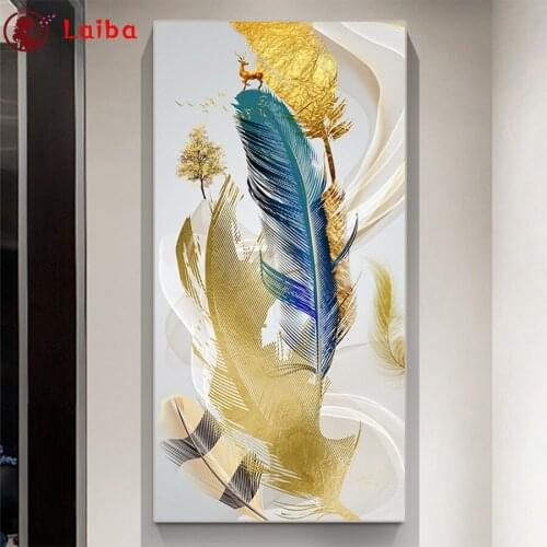 Diy Diamond Painting Abstract art, painted feathers diamond mosaic full square drill diamond embroidery cross stitch home decor