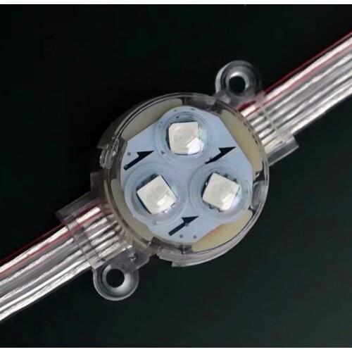 DC12V 30mm diameter;addressable;rgb full color;IP68;GS8206 pixel module;3pcs 5050 led;with backup signal line;clear cover