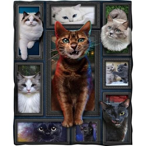 Cat 3d printed fleece blanket for Beds Hiking Picnic Thick Quilt Fashionable Bedspread Sherpa Throw Blanket Drop shipping 01