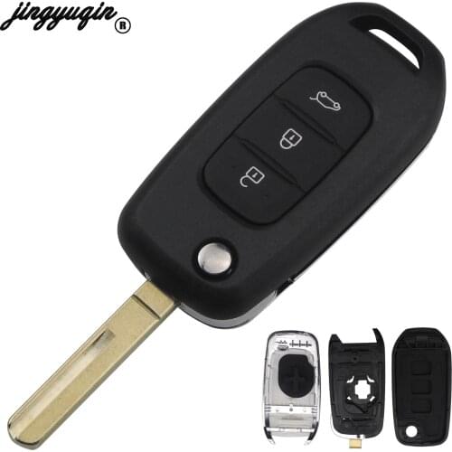 Jingyuqing 10pcs/lot 3 Buttons Remote Car Key Shell Fob Case Cover For Renault XP Megan Key Case Replacement