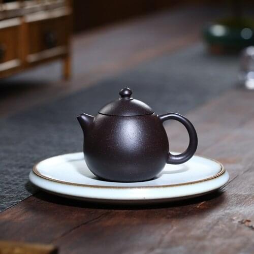 200cc Chinese Yixing Teapot Handmade Black Clay Heijinsha Ni Dragon Egg Zisha Tea Pot
