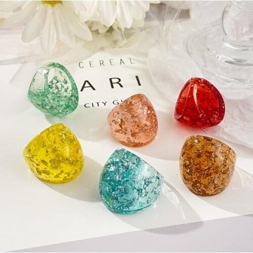 KISS WIFETrendy Colorful Transparent Resin Ring For Women Girls Square Round Acrylic Couple Rings 2021 Trend Fashion Jewelry