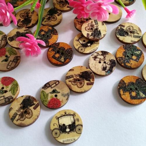 Mix 50pcs 15/20MM DIY Hand sewing Felt flower Painted Wood Buttons For Craft Beautiful More Design Cheap botao para artesanato