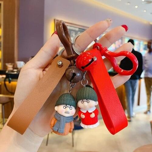 Cute couple doll key chain pendant creative cartoon 3D doll car key chain female bag Pendant