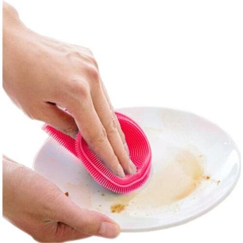 Multifunctional Dishwasher Brush Melon Fruit Vegetable Cleaning Brush Heat Insulation Pad Kitchen Supplies Tableware Brush