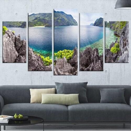 Modular Pictures The Lagoon Panorama Canvas Painting 5 Pieces Wall Art Poster Home Decoration Living Room Modern Printed Artwork