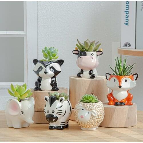 Nordic Cartoon Animal Succulent Flower Pot Ornament Plant Pots Living Room Desktop Decor Crafts Gift Home Decor Accessories