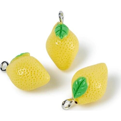 200Pcs Lemon Fruit Resin Charms Pendants For DIY Jewelry Earrings Bracelet Chains Making Accessories