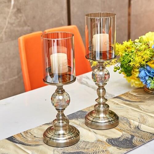 Nordic Gold Crystal Metal Candle Holder Wedding Luxury Menorah Outdoor Modern Candle Holder Garden Porta Velas Home Decor BW50ZT