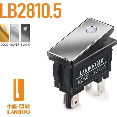 -LANBOO 2810.5 series waterproof rocker switch 16Amp high current 2NO with LED 2 gears 12V24V220V