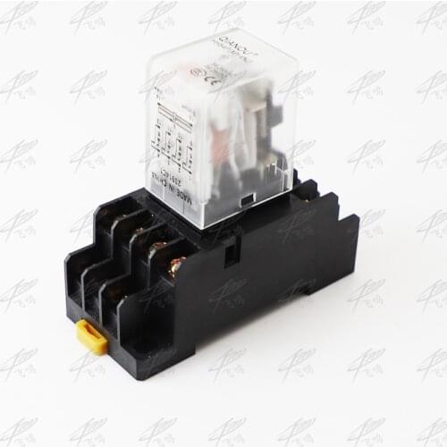 Free shipping HH54P MY4NJ plug-in relay PYF14A 12v 24v 36v 48v 110v 220v DC/AC 5A silver contact 14pins 4PDT rele socket