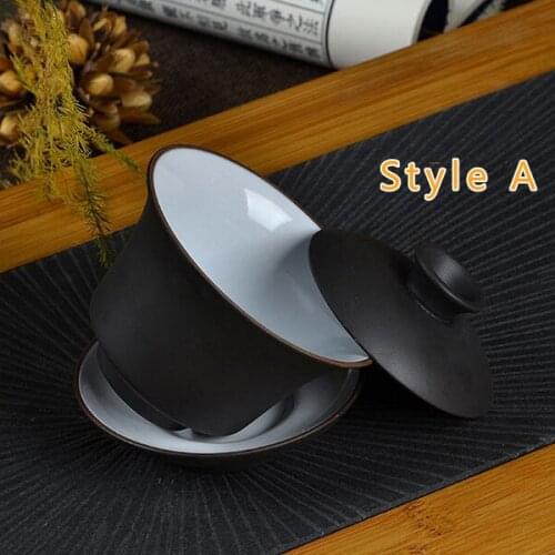 High Quality Elegant Gaiwan Chinese zisha tea set purple clay gaiwan 120ml lid bowl saucer tea brew cup yixing teapot