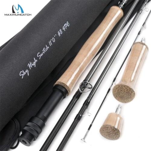 Maximumctach High Grade 11ft 5/6/8wt Skyhigh Switch Fly Fishing Rod IM12/46T Toray Carbon Fly Rod with Changable Fighting Butts