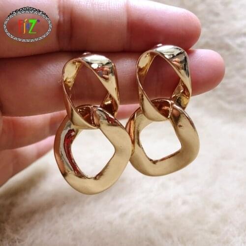 F.J4Z Fashion Chic Earrings Hit-hop Alloy Cuban Chain Linked Womens Party Earring Ladies Jewelry Accessories Gifts Dropship
