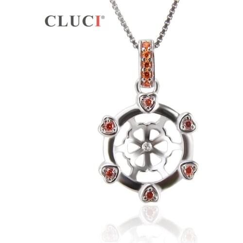 CLUCI 925 Sterling Silver heart shape pendant with Crystal Red and white zircons Statement Choker Necklace For Women SP191SB