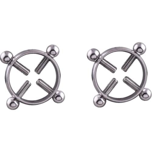 1 Pair Stainless Steel Nipple Rings Shields Screw Jewelry Adjustable Circle Women Body Piercing Breast Adijustable Nipple Ring