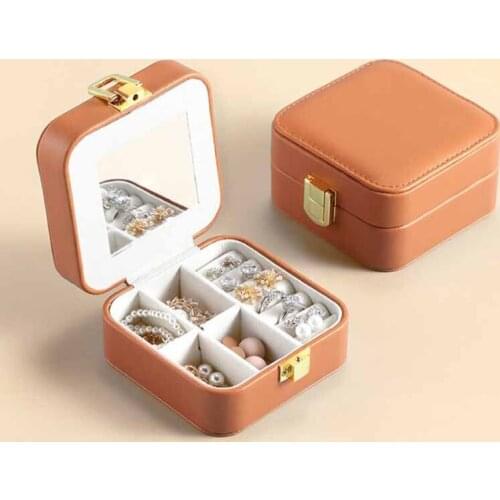 1pcs 9.5x9.5x5cm Women Jewelry gift Box High Capacity Necklace Earrings Rings Jewelry Storage Box Portable Travel Case Casket