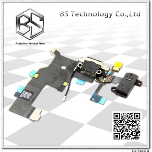 10pcs/lot Free Shipping Dock Connector Charging Port Flex Cable for iPhone 5 5G Black