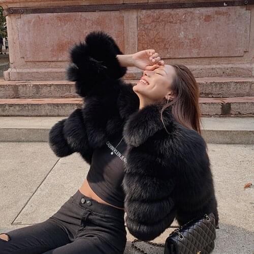 100% Natural Real Fox Fur Women Winter Cropped Jacket Hot Sale Outwear Multicolor 2020 New Arrival