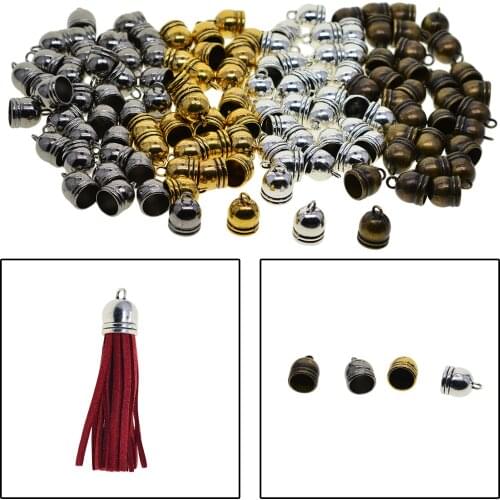 100pcs/set Metal Cord End Caps Glue in Leather Barrel Ends Jewellery Clasps Solid Alloy Fasteners Lock Buckle