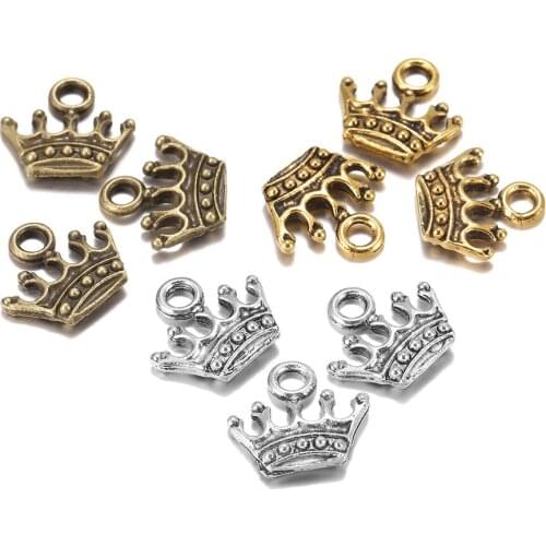 20pcs/lot 13x14mm Plated Metal Tibetan Crown Pendant Beads Charms For DIY Necklace Bracelet Jewelry Making Findings Accessories