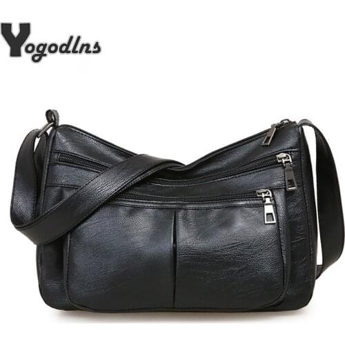 2021 Casual Women PU Leather Shoulder Messenger Bag Multi Pocket Crossbody Handbags Travel Bags Purse Bolsa Feminina Sac A Main