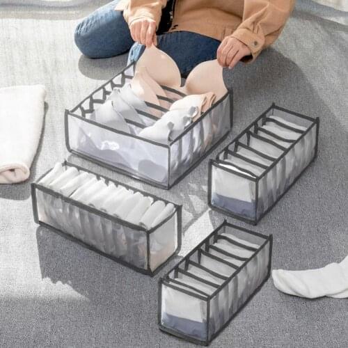 4Pcs/Set Dormitory Closet Organizer Storage Pouch Individual Compartment Underwear Storage Box Foldable Drawer Organizer