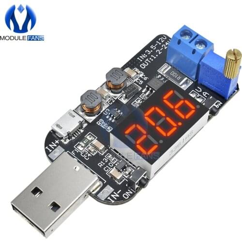 5V to 3.3V 9V 12V 18V 24V Current USB Micro USB Adjustable Buck Boost Power Supply Voltage Regulator Module LED Display Board