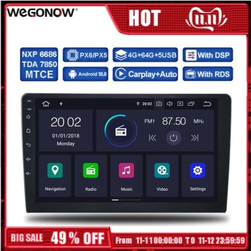 9" 10.1" DSP PX6 IPS Android 10 4GB +64GB Radio GPS navigation map BT Wifi Car DVD multimedia player 2 Din for Nissan Universal