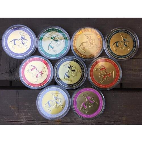 9pcs full set gold plated horse swords in different Commemorative Coin Badg Medal Souvenir Party Souvenir